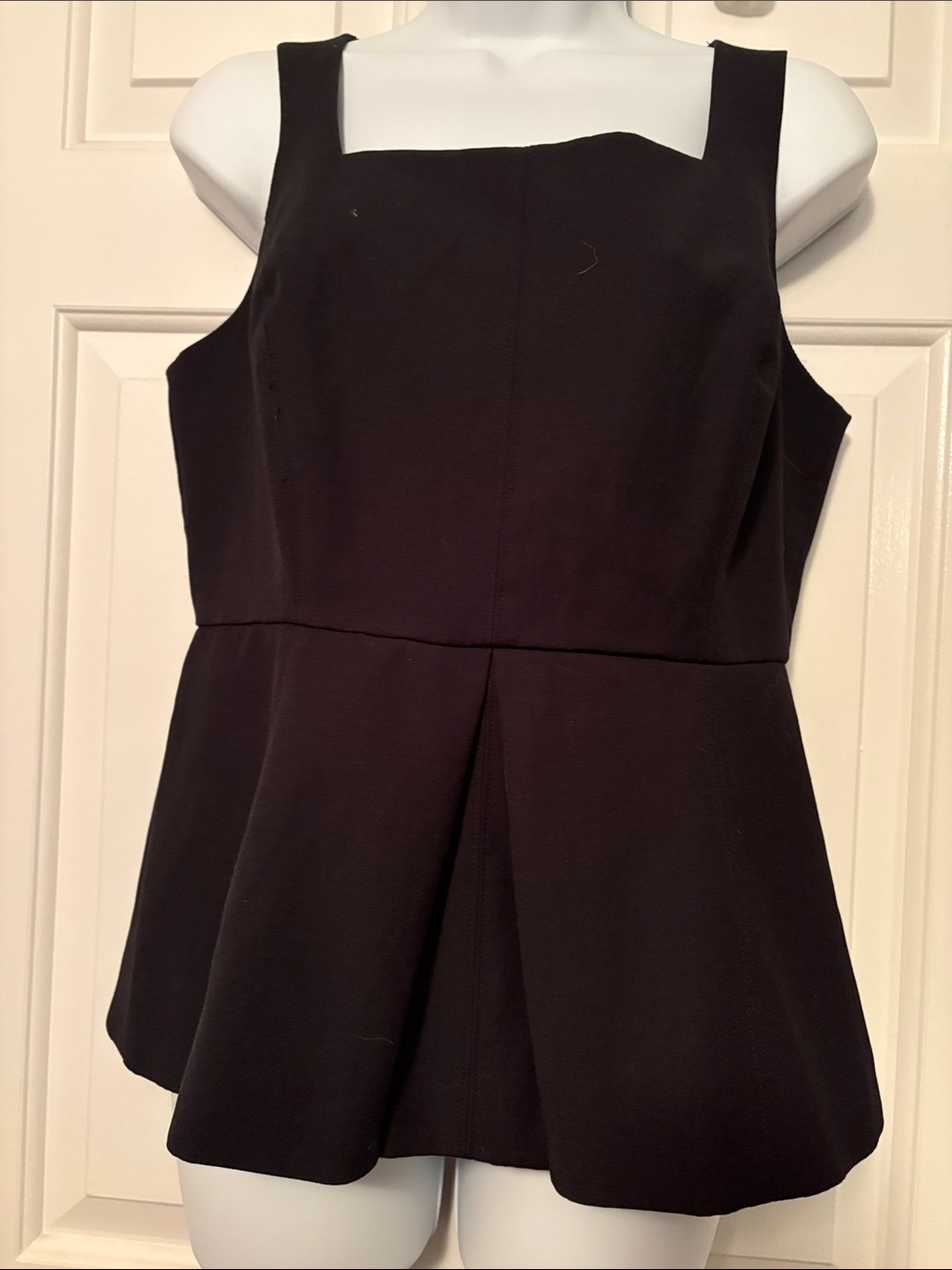 White House Black Market Black Square Neck Peplum Tank
